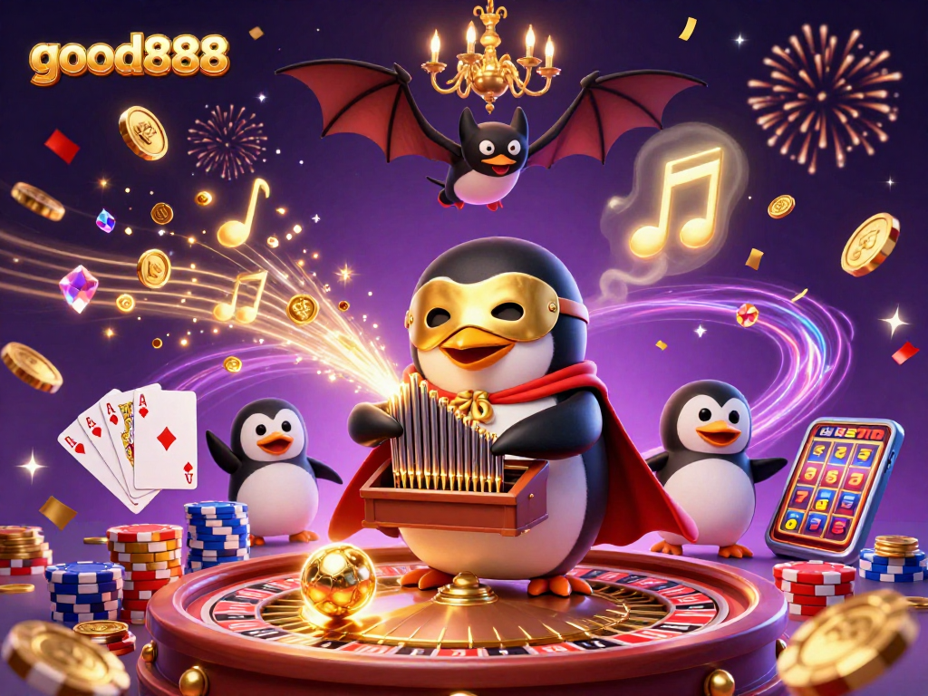 Experience the vibrant gaming atmosphere of good888 with a phantom penguin and golden chaos!