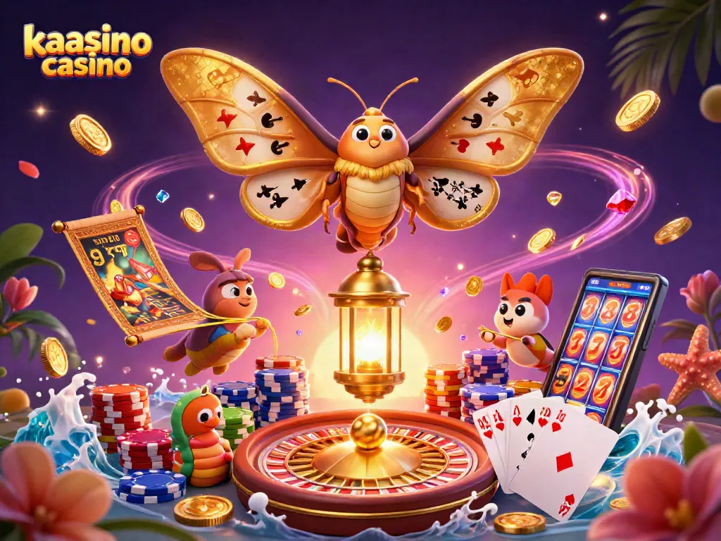 Engage with kaasino casino's vibrant gaming atmosphere featuring golden wings and dynamic casino elements.